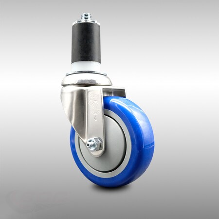 Service Caster 4 Inch 316SS Blue Polyurethane Wheel Swivel 1-5/8 Inch Expanding Stem Caster SCC-SS316EX20S414-PPUB-BLUE-158
